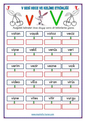 V-v Sound First Actividades de lectura y escritura