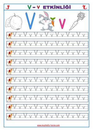 أنشطة القراءة والكتابة الأولى بصوت V-v