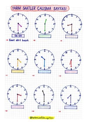 1. Sınıf Zamanı Ölçme Saatler