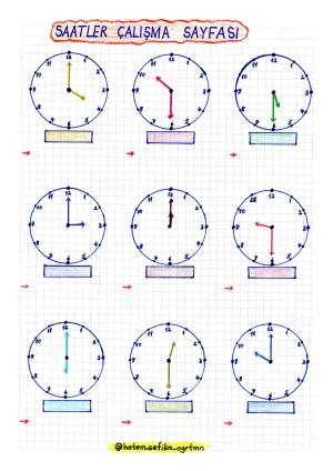 1. Sınıf Zamanı Ölçme Saatler