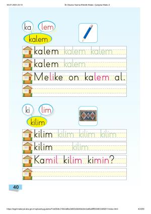 İlk Okuma Yazma 1.Sınıf  Çalışma Kitabı 1-2-3. Kitap MEB PDF