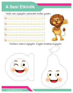 1. Sınıf A-a Sesi İlkokuma Yazma Etkinlikleri