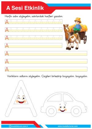 1. Sınıf A-a Sesi İlkokuma Yazma Etkinlikleri