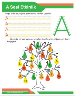 1. Sınıf A-a Sesi İlkokuma Yazma Etkinlikleri