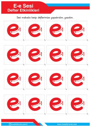 1. Sınıf E-e Sesi İlkokuma Yazma Etkinlikleri