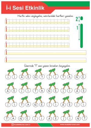 1. Sınıf İ-i Sesi İlkokuma Yazma Etkinlikleri