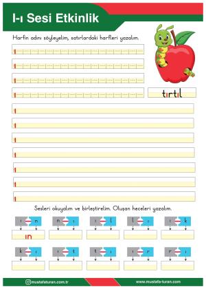 1. Sınıf I-ı Sesi İlkokuma Yazma Etkinlikleri