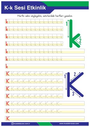 1. Sınıf K-k Sesi İlkokuma Yazma Etkinlikleri