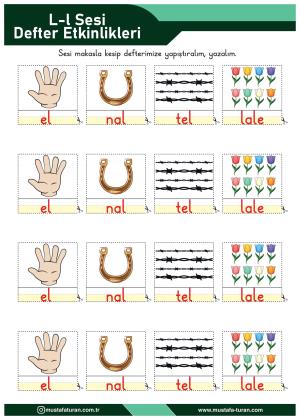 1. Sınıf L-l Sesi İlkokuma Yazma Etkinlikleri