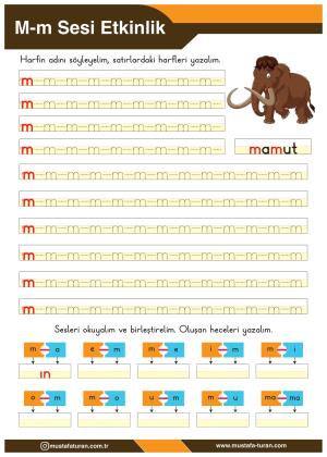 1. Sınıf M-m Sesi İlkokuma Yazma Etkinlikleri