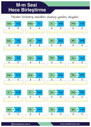 1. Sınıf M-m Sesi İlkokuma Yazma Etkinlikleri
