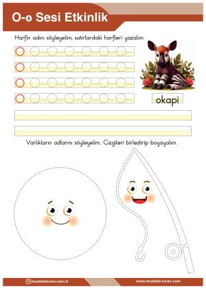 1. Sınıf O-o Sesi İlkokuma Yazma Etkinlikleri