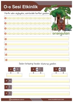 1. Sınıf O-o Sesi İlkokuma Yazma Etkinlikleri