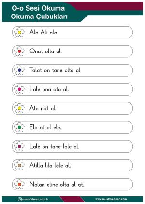 1. Sınıf O-o Sesi İlkokuma Yazma Etkinlikleri