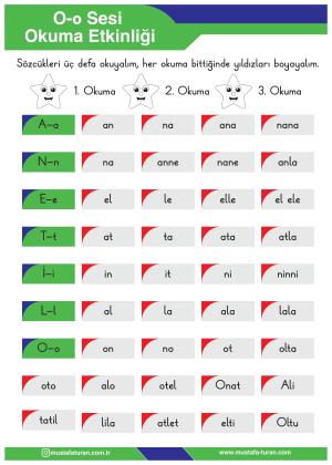 1. Sınıf O-o Sesi İlkokuma Yazma Etkinlikleri