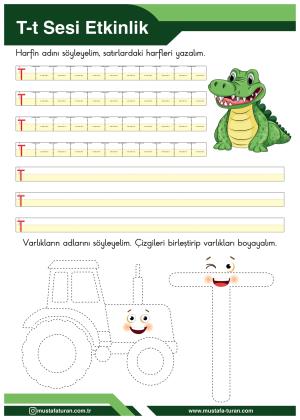 1. Sınıf T-t Sesi İlkokuma Yazma Etkinlikleri