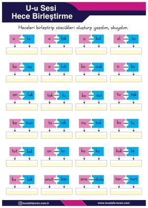 1. Sınıf U-u Sesi İlkokuma Yazma Etkinlikleri