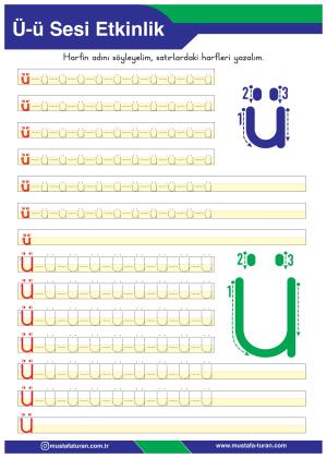 1. Sınıf Ü-ü Sesi İlkokuma Yazma Etkinlikleri