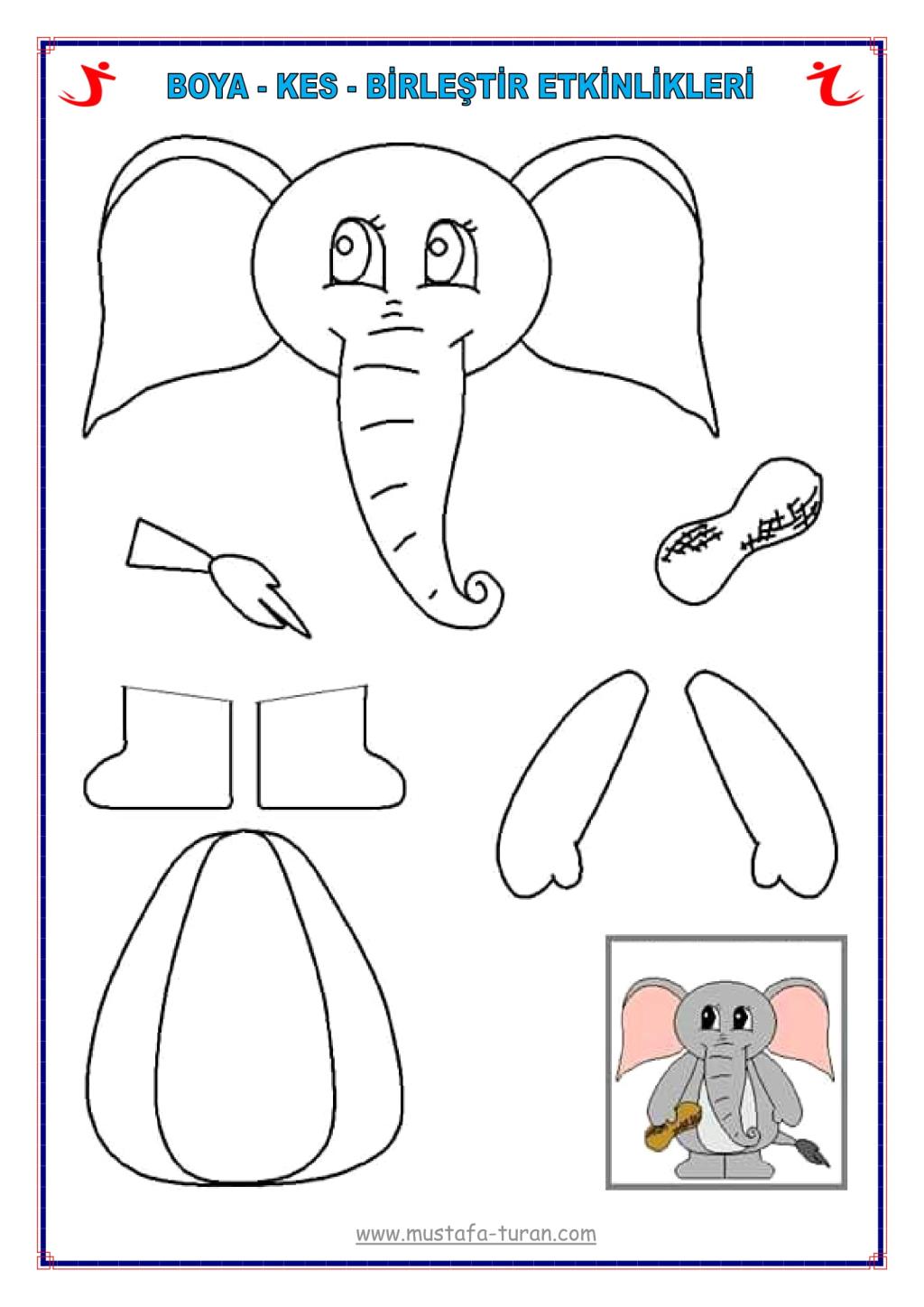 Аппликация слон заготовка