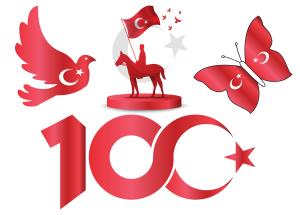 29 Ekim Cumhuriyet Bayramı 100. Yıl Pano Boyama Afişleri 70x60 cm