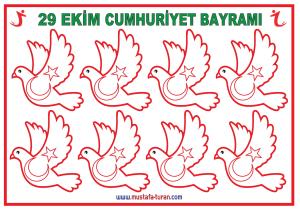 29 Ekim Cumhuriyet Bayramı Pano Süslemleri Güvercinler