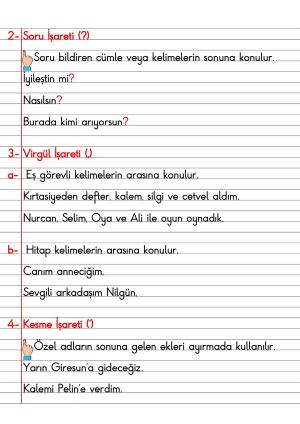 2. Sınıf Türkçe Dersi Dil Bilgisi Defter Notları