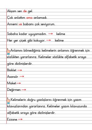 2. Sınıf Türkçe Dersi Dil Bilgisi Defter Notları