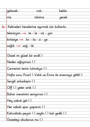 2. Sınıf Türkçe Dersi Dil Bilgisi Defter Notları