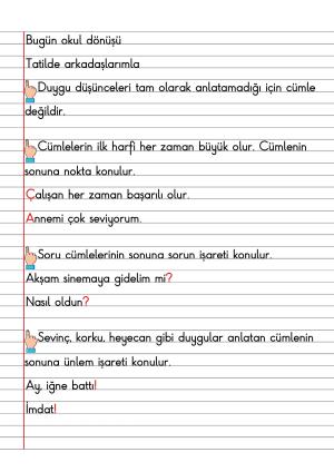 2. Sınıf Türkçe Dersi Dil Bilgisi Defter Notları