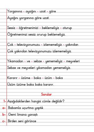 2. Sınıf Türkçe Dersi Dil Bilgisi Defter Notları