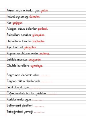 2. Sınıf Türkçe Dersi Dil Bilgisi Defter Notları