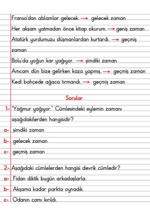 2. Sınıf Türkçe Dersi Dil Bilgisi Defter Notları