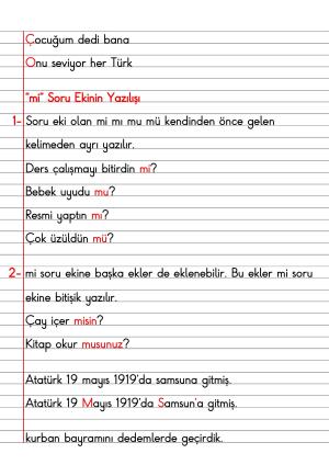 2. Sınıf Türkçe Dersi Dil Bilgisi Defter Notları