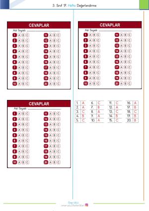 3. Sınıf 17. Hafta Değerlendirme Sınavı