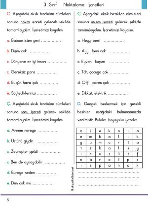 Mevlana Okuma Anlama ve  Noktalama  İşaretleri Etkinliği