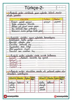 4. Sınıf 15. Hafta Etkinlikleri