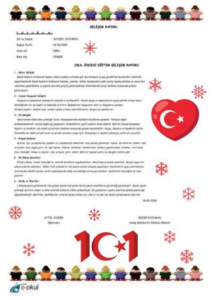 Okul Öncesi 101. Yıl Gelişim Raporu Süsleme