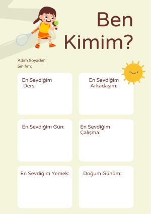 Ben Kimim? ve Benim Hakkımda? Öğrenci Gözlem Formları